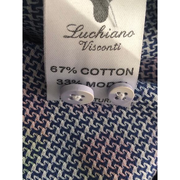 Luchiano Visconti Black Men's 2XLB Long Sleeve Button-Up Shirt Circle Pattern - Picture 6 of 7